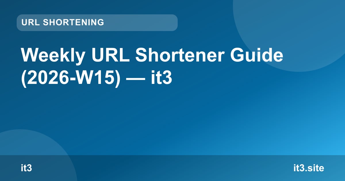 Weekly URL Shortener Guide (2026-W15) — it3
